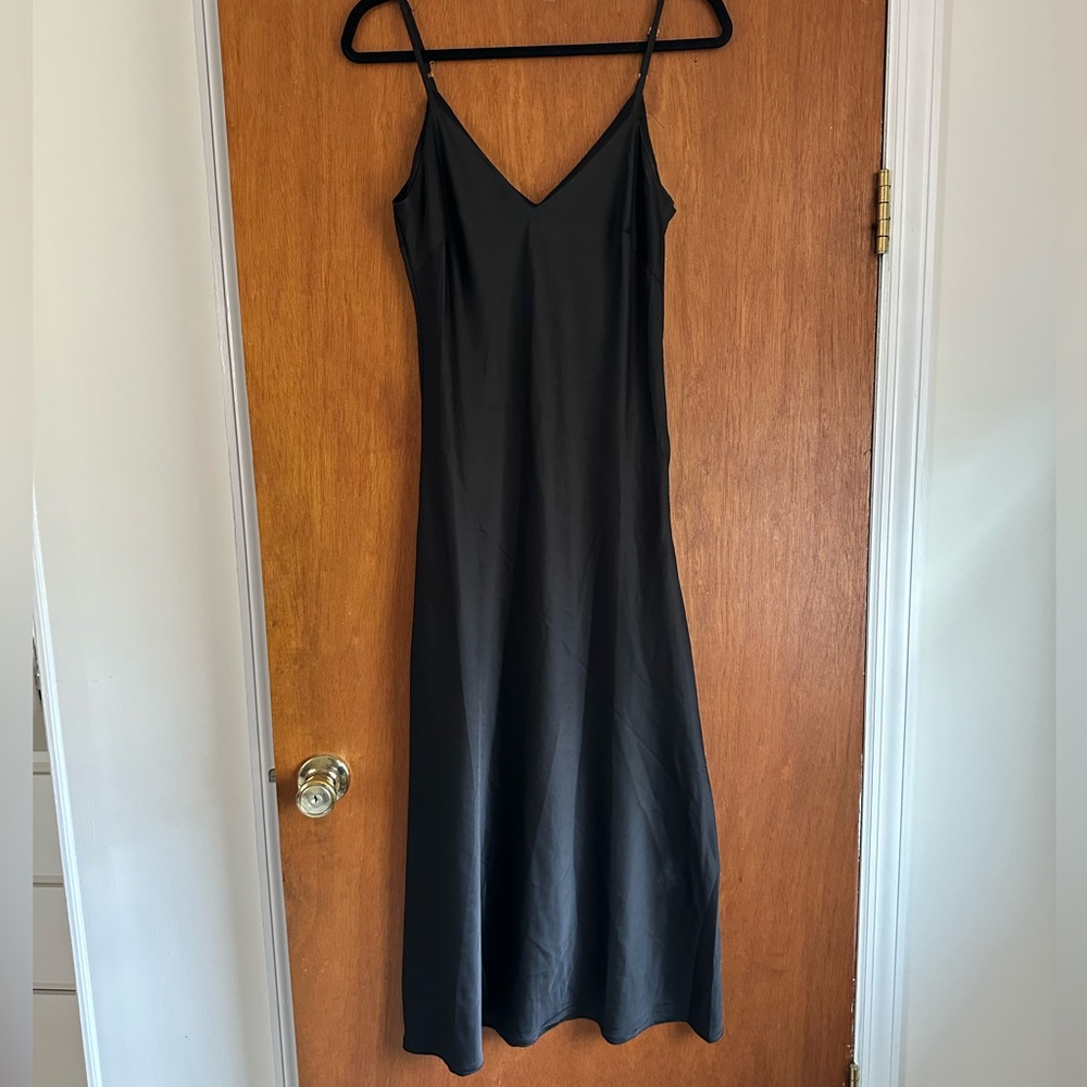 Nasty Gal Black Sleeveless Slip Midi Dress